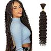 WuvuSnm Trecce di capelli umani ondulati profondi, stile bohémien, capelli sfusi intrecciati, extension di capelli naturali, senza trama, colore #4 marrone cioccolato, 1 treccia per confezione, totale