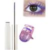 Wootapson Set Colourful Mascara+Eyelash Curler, Waterproof Curling Mascara, Allunga le Ciglia, Aggiunge Volume e Spessore, Resiste alle Sbavature e ai Grumi, Crea Diversi Look per Gli Occhi(Purple)