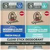 Dr. Squatch Invisible Glide Natural Deodorante - Smooth Glide with No Stains - Aluminum Free + Dermatologically Tested Formula Suits Sensitive Skin - Fresh Falls + Coconut Castaway (2,65 oz, 2 pezzi)