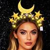 Reaky Cerchietto per capelli con stelle luminose a LED dorato e luna, accessorio per capelli da donna
