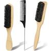 Alaoo Spazzola per Barba, 3 pezzi Spazzola per Capelli con Manico Set