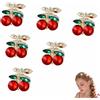 Heting-YQ 6 Pezzi Fermagli per Capelli a Ciliegia Mini Accessori a Forma di Ciliegia | con Strass Piccole Clip a Forma di Ciliegie per Acconciature Semiraccolte per Donna e Bambina