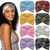 Awumbuk Fascia per capelli da donna, 7 pollici, extra larga, incrociata, set da 8 pezzi, stile bohémien, multicolore, elastica e morbida, per sport, cosmetici (motivo cachemire lilla)