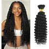 WuvuSnm Trecce di capelli umani ondulati profondi, stile boho, extension di capelli naturali, senza trama, colore nero naturale #1B, 2 trecce per confezione, totale 100 g, per donna, 30,5 cm, 30,5 cm
