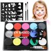 Alaoo Body Painting, 15 Colori Truccabimbi Kit, Face Painting, con 32 Stampini e 2 Pennelli,naturale e sicuro, Pittura Corpo Bambini Professionale, Adatto per feste, trucco, Halloween