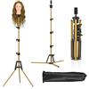 CASDUCT Supporto per parrucche, 160 cm, regolabile, testa di manichino in metallo rinforzato, supporto per cosmetologia e parrucchiere, dorato