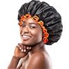 mikimini Grande Nera Cuffia da Doccia Donna Uomo Riutilizzabili, 2 Pezzi | cuffia capelli doccia per Donne con Capelli Lunghi, Impermeabile Riutilizzabile, Doppio Strato, Per Capelli Spessi e Ricci