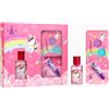 AIR-VAL INTERNATIONAL Unicorn Natural Kids - Set regalo di profumo e trucco per bambini, Eau de Toilette Spray 30 ml, lucidalabbra e palette di ombretti con pennello, vegano e dermatologicamente testato, set regalo di