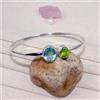 Topazio Blu, Peridoto Gemma 925 Argento Sterling Fatto a Mano Bracciale S-38