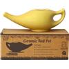 ANCIENTIMPEX Antico Pentola in ceramica IMPEX Neti Pot 250 ml (giallo) con 5 bustine di sale Neti, rimedio naturale per alleviare la congestione sinusale, la congestione e l'igiene nasale | Vaso ayurvedico per il