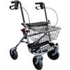 Ausilium Deambulatore Rollator Pieghevole a 4 Ruote con Freni, Seduta e Cestino per Anziani, Porta bastone, Peso 10 kg, Portata 120 kg, Regolabile in Altezza