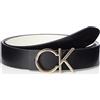 Calvin Klein Jeans Calvin Klein Cintura Donna Re-Lock CK Rev Belt 3 cm in Pelle, Black / Ecru, 130 cm