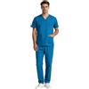 FARYODI Costume da medico, per adulti, unisex, chirurgo, abbigliamento medico, divisa blu, set con 3 tasche, top e pantaloni, dottore, costume da uomo chimico, camice per carnevale (M)