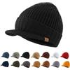Magracy Cappello invernale da uomo con visiera in maglia spessa con picco per esterni, Nero , Taglia unica