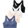 SALIA Girl Reggiseni Sportivi per Ragazze per Adolescenti 10-16 Anni Racerback Senza Cuciture Reggiseno da Allenamento con Morbida Imbottitura Rimovibile, Nero/Bianco/Grigio-Blu/Pelle, 10 Anni