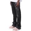 Generisch Baggy Jeans da uomo Flared Jeans Y2K Streetwear Denim Pantaloni con spruzzi di inchiostro alla moda Bootcut Baggy Pantaloni per il tempo libero Hip Hop Skateboard Pantaloni con tasche Jeans, Nero , S