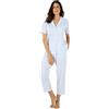 Damart - Pigiama 7/8 con abbottonatura, Blu a righe., L