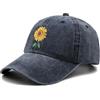 Hatwell Cappello da baseball da donna con girasole per regalo di compleanno da figlia figlio, cappello regolabile vintage ricamato lavato per giardinaggio all'aperto abbigliamento quotidiano, Marina