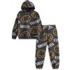 Nirvana Completo unisex per bambini con felpa e pantaloni della tuta grigio scuro e giallo | Girocollo a maniche lunghe con logo cartoon | Abbigliamento da strada per attività all'aria aperta