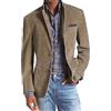 VgueElegc - Blazer in denim slim fit da uomo, monopetto, due bottoni, casual, jeans, monopetto, giacca sportiva, cachi., L