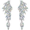 Clearine Art Deco Ala d'angelo Foglia Cluster Statement Orecchini pendente Chandelier Long Goccia Regalo per Donne Iridescente AB Argento-fondo