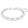 Swarovski Matrix Bracciale Tennis, Gioiello con Pavé di Zirconia e Crystal Pearl Bianchi Alternati, Taglio Round, Chiusura a Moschettone, Placcatura in Tonalità Rodio, 16,5-21 cm, 0,5 cm