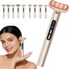 Warmforwel Bacchetta LED per occhi e massaggiatore occhi 9 in 1 con luce rossa, microcorrente EMS, calore e vibrazioni, strumento di bellezza per occhiaie, gonfiore e rughe sottili, regalo per le donne per la