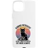 Retro Cat Gamer Introvert Custodia per iPhone 15 Plus Gaming Modalità silenziosa introverso attivata modalità gatto sempre