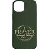 Faith Revival Studio Custodia per iPhone 15 Plus La preghiera cambia le cose Fede cristiana Croce religiosa