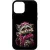 Funny Wild Animal Lover Glam Graphics Pi Custodia per iPhone 12 mini Elegante procione ritratto moda animale vino vetro grafico