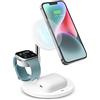 SBS Caricabatterie wireless 3 in 1 da 15W compatibile con MagSafe per iPhone, smartphone Android, Apple Watch, AirPods, stazione di ricarica con funzione stand e 1 uscita USB-C, cavo di ricarica incluso