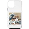 Beagle Puppy Lover PS Custodia per iPhone 12 mini Beagle Giapponese Kanagawa Wave Surfing Dog Amante