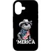 Merica USA Patriotic Cute Funny 4th of J Custodia per iPhone 17 Barbuto Dragon Occhiali da sole Bandiera Americana Bandana Cappello Cowboy