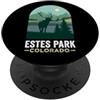 Rocky Mountain Wildlife Gear Estes Park Estes Park Colorado Bull Elk Foresta Montagna Silhouette PopSockets PopGrip Adesivo