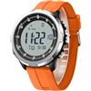 Forrader Orologio digitale da uomo, impermeabile, militare, per sport all'aria aperta, fitness, con conteggio calorie, cronometro, sveglia, Arancio Argenteo, Cinturino