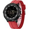 Forrader Orologio digitale da uomo, impermeabile, militare, per sport all'aria aperta, fitness, con conteggio calorie, cronometro, sveglia, Nero e rosso