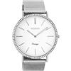 Oozoo Orologio da uomo vintage - Orologio da polso da uomo con cinturino in rete da 20 mm - analogico da uomo rotondo - adatto anche come orologio da donna, C8890 - Strass / Bianco / Argento,