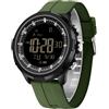 Forrader Orologio digitale da uomo, impermeabile, militare, per sport all'aria aperta, fitness, con conteggio calorie, cronometro, sveglia, Nero verde