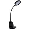 Velamp Lampada da scrivania LED 7W con interruttore touch e portapenne. Nero