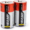Velamp Pila alcalina torcia, LR20 D, 1,5V - Blister da 2 pile