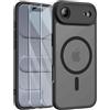 ORETECH Magnetica Cover per iPhone Air 6,5 Pollici con 2 Vetro Temperato, Compatibile con MagSafe, Protezione Completa Della Fotocamera, Traslucida Opaca Antiurto Ultra Sottile Hard PC Cover-Nero