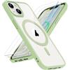 ORETECH Magnetica Cover per iPhone 14,Custodia iPhone 13 con 2X Vetro Temperato per Cellulare Protettiva Antiurto Protezione Militare Custodia per iPhone 14/13-Ciano Chiaro