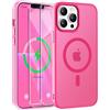 ORETECH Magnetica Cover per iPhone 13 Pro Max [Compatibile con MagSafe]con [2 Vetro Temperato],Custodia Traslucida Opaca Protettiva Antiurto Protezione Militare iPhone 13 Pro Max Cover, Rosa Caldo