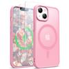 ORETECH Magnetica Opaca Cover per iPhone 14,Custodia iPhone 13 con 2X Vetro Temperato per Cellulare Protettiva Antiurto Protezione Militare Custodia per iPhone 14/13-Rosa Chiaro