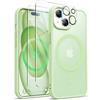 ORETECH Magnetica Opaca Cover per iPhone 15 Custodia iPhone 15 con 2 Pezzi Pellicola Protettiva in Vetro Temperato & 1 Pezzi Pellicola Fotocamera Antiurto Ultra Sottile Hard PC Cover-Ciano Chiaro