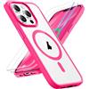 ORETECH Magnetica Cover per iPhone 13 Pro Max [Compatibile con MagSafe]con[2 Vetro Temperato],Custodia Protettiva Antiurto Protezione Militare Custodia iPhone 13 Pro Max,Rosa Caldo