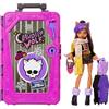 Monster High Segreti da Brivido - Clawdeen Wolf Destinazione: Vacanza da brivido in baita, set con bambola, valigia con vestiti e 19 accessori a sorpresa inclusi, 4+ anni, JMG65