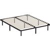 HOMCOM Letto Matrimoniale Industriale a 28 Doghe con Spazio Contenitore, in Legno e Acciaio, 190x160x31 cm, Nero e Legno | Aosom Italy