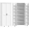 HOMCOM Mobile Cucina Moderno: Ruote, 2 Ante, 14 Scomparti, Colore Bianco. | Aosom Italy