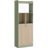 HOMCOM Libreria a 5 Livelli, Mobile Contenitore, Scaffale per Libri con 2 Ante, 60x30x161,2 cm, Verde e Legno Naturale | Aosom Italy